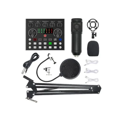 V10 BM-800 Podcast Condenser Microphone Set with Live Sound Card – product view 2