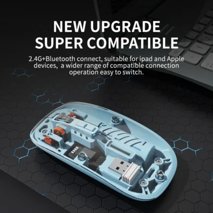 Transparent M-10A Dual-Mode 2.4G + Bluetooth Rechargeable Mouse – product view 2