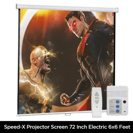 Speed-X 72 Inch Electric Motorised Projector Screen 6 × 6 Feet 1:1 Matte White – product view 2