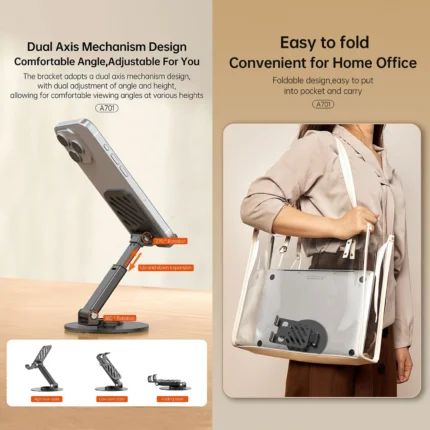 Aspor A701 Foldable 360° Desktop Mobile Phone & Tablet Stand – product view 2