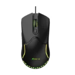 Xtrike Me GM-217 gaming mouse top view with green RGB lighting
