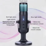 Jmary MC-PW9 RGB Professional USB Podcast Microphone with Noise Reduction – product view 2
