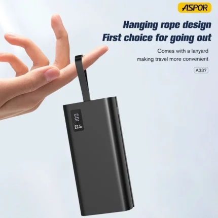 Aspor A337 30000mAh 22.5W PD Fast Charge Power Bank with Display, Black – product view 2